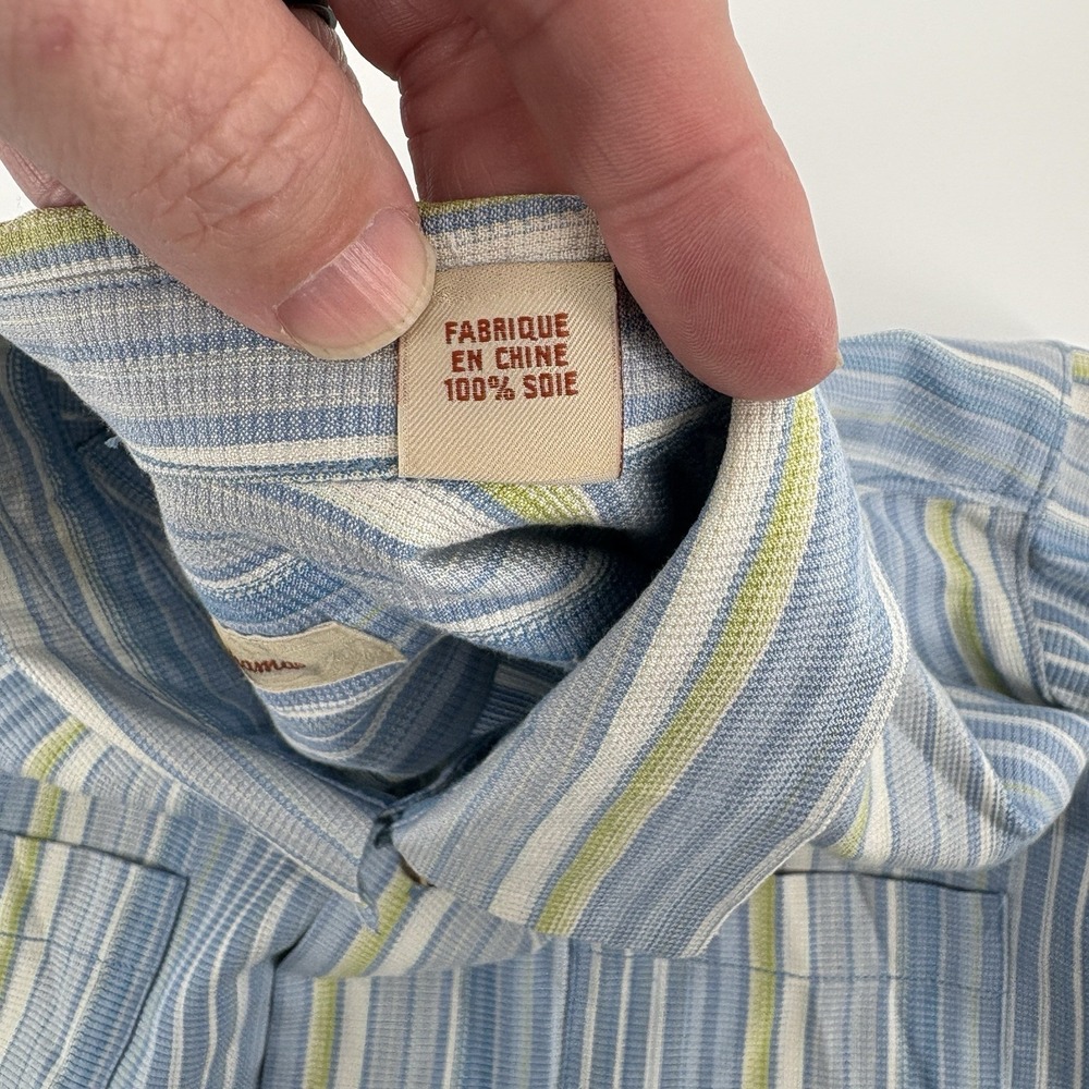 Tommy Bahama Shirt Mens XLarge Blue Yellow Striped 100% Silk Button Up Casual - Picture 5 of 12